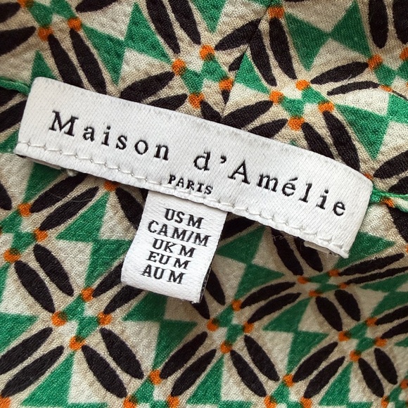 ANTHRO Maison D’Amelie Geo Pattern Blouse Sz M - Picture 7 of 10